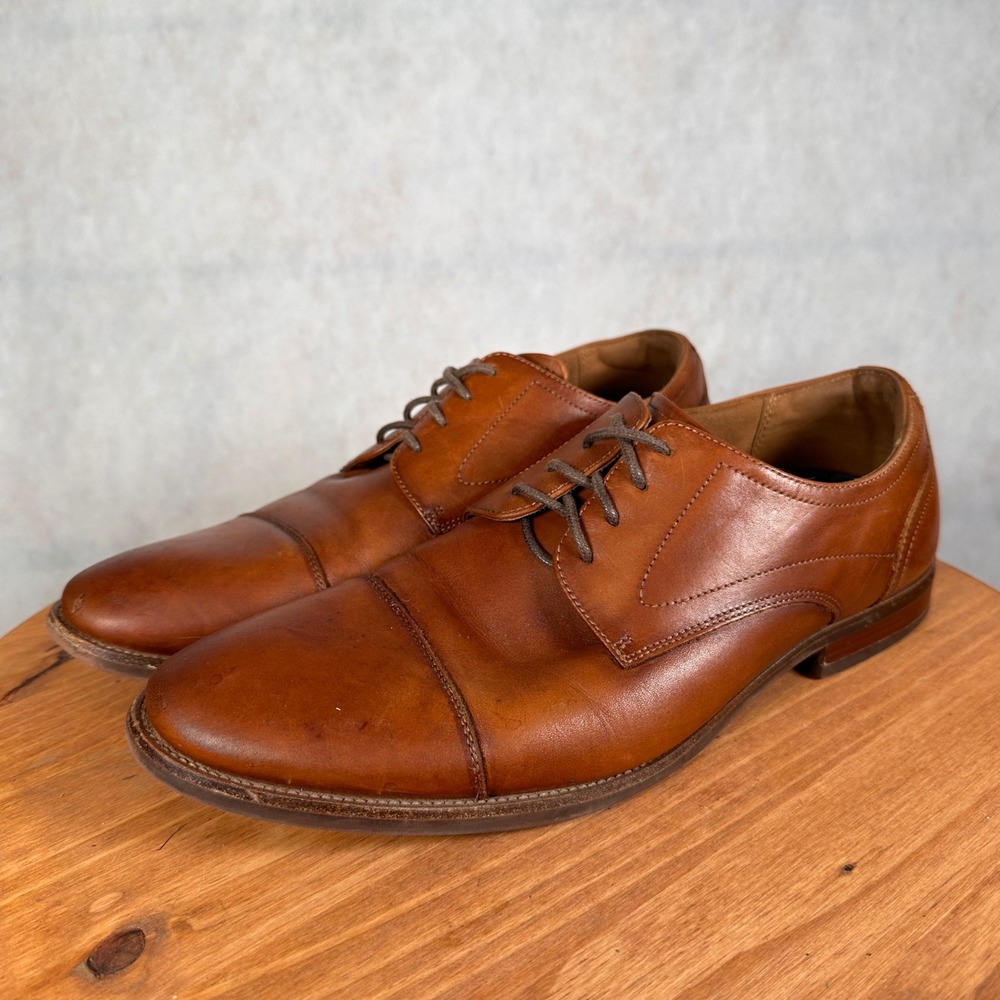 Florsheim Cap Toe Derby Mens Size 10.5 M Cognac Brown Leather Good Condition 133